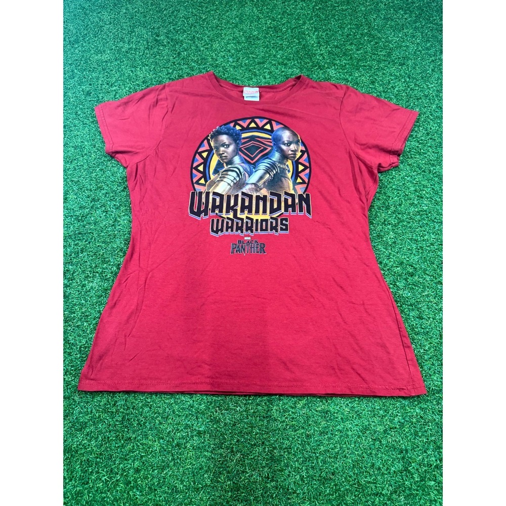 Marvel T-Shirt Girl L Black Panther Okoye and Nakia Wakandan Warriors Red Cotton